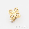 3D FRASERA FLOWER CLOVER QUATREFOIL DERMAL SET 316L SURGICAL STEEL